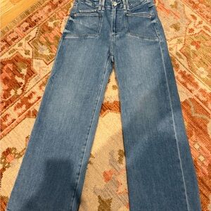 Paige Anessa High Waist Wide Leg Jeans Size 26 Sunnie Distressed